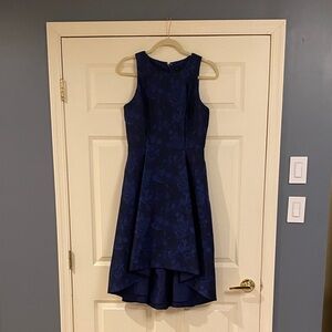 White House Black Market Black Navy Floral Jacquard Dress